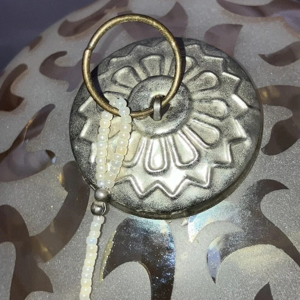 Large Swirls Frosted Glass Ornament Bulb /‎ Swirls / With Beaded Hanger